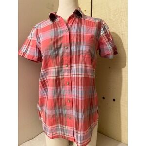 Eddie Bauer Womens Size Small Plaid Button Down‎ Short Sleeve Shirt Outdoors